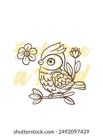 adorable little bird vector with text feel free as a bird background