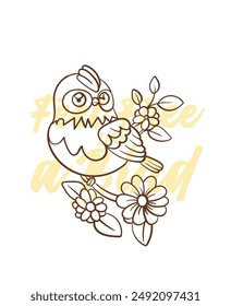adorable little bird vector with text feel free as a bird background