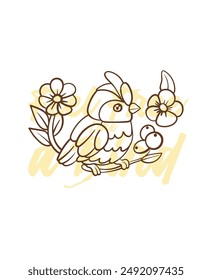 adorable little bird vector with text feel free as a bird background