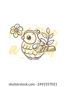 adorable little bird vector with text feel free as a bird background