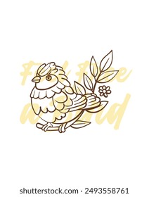 adorable little bird vector with text feel free as a bird background