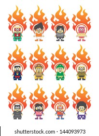 adorable little boy fire label pack