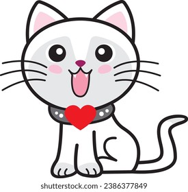 "Adorable Little Cat Embracing a Heart: A Versatile Design Infusing Cuteness and Functionality into Your Projects."