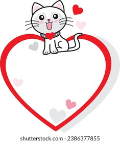 "Adorable Little Cat Embracing a Heart: A Versatile Design Infusing Cuteness and Functionality into Your Projects."