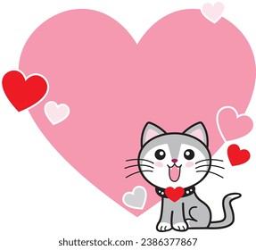 "Adorable Little Cat Embracing a Heart: A Versatile Design Infusing Cuteness and Functionality into Your Projects."