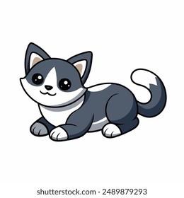 Adorable Little Cat Lying Down Illustration Vector