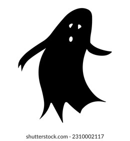 Pequeña y adorable caricatura de baile fantasma con cara espeluznante para la fiesta de halloween con truco o regalo divertido para los niños. Aislado sobre fondo blanco.