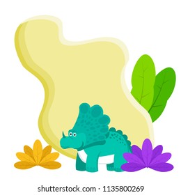 Adorable little dinosaur vector illustration for kids fashion, funny dino in cartoon style. Ideal for cards, invitations, party, banners, kindergarten, baby shower, preschool and children room decorat