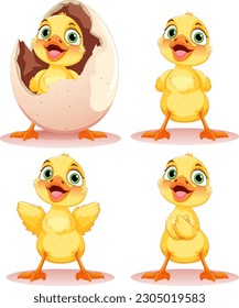 Adorable Little Duck Character Collection illustration