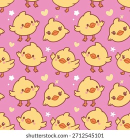 Adorable patrón de pato pequeño - lindo diseño sin fisuras de pájaro kawaii