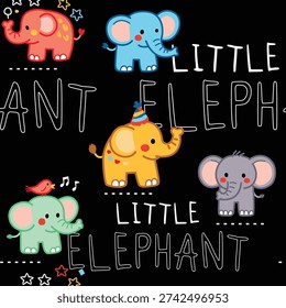 Adorable Little Elephants Playtime vector