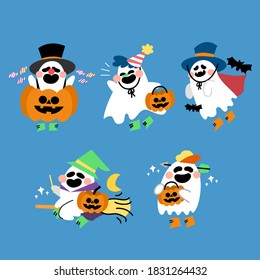 Adorable Little Ghost Costume Play Doodle Illustration Premium Vector