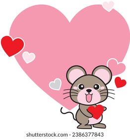 "Adorable Little Mouse Embracing a Heart: A Versatile Design Infusing Cuteness and Functionality into Your Projects."