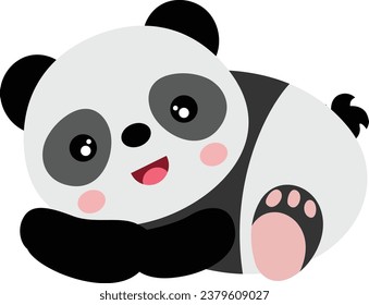 Adorable little panda lying down

