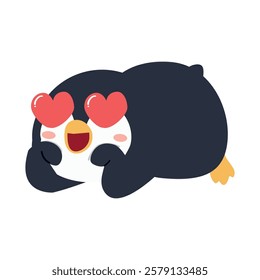 Adorable little penguin feeling love