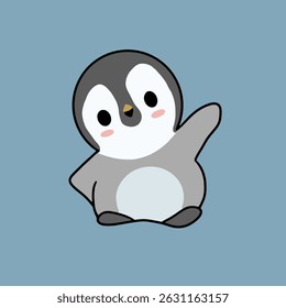 adorable little penguin waddles with joy.