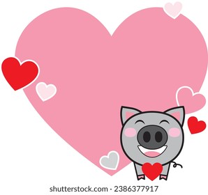 "Adorable Little Pig Embracing a Heart: A Versatile Design Infusing Cuteness and Functionality into Your Projects."