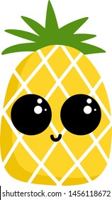 Pequeña piña y adorable, ilustración, vector sobre fondo blanco.