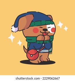 adorable little puppy winter fashion collection 2 character doodle element asset