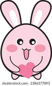 "Adorable Little Rabbit Embracing a Heart: A Versatile Design Infusing Cuteness and Functionality into Your Projects."