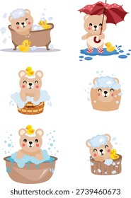 Adorable Little Teddy Bear Bath Time and Rainy Day Collection