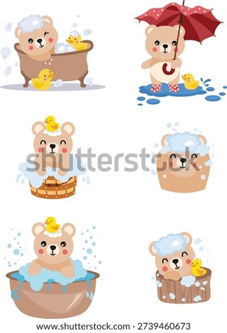 Adorable Little Teddy Bear Bath Time and Rainy Day Collection