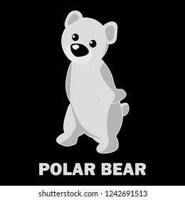 Adorable little teddy bear on black background. Illustration of a polar bear can be used in children books or as decoration in a kindergarten.