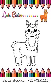  Adorable Llama Coloring Page for Kids - Fun and Printable Cartoon Animal Outline for Creative Learning