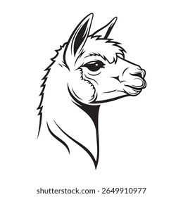 Adorable Llama Head Profile - Hand-Drawn Alpaca Vector Illustration