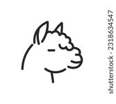 Adorable Llama Icon. Vector Outline Editable Sign for Pet Stores, Animal Care Websites, Vet Clinic Services and Wildlife Illustrations