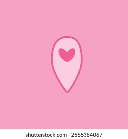 Adorable location icon with a heart-shaped pin, pastel colors, and a playful, modern design. Perfect for maps, travel apps, love-themed designs, or social media. High-quality vector illustration.