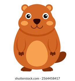 adorable, lovable groundhog cartoon celebrating Groundhog Day