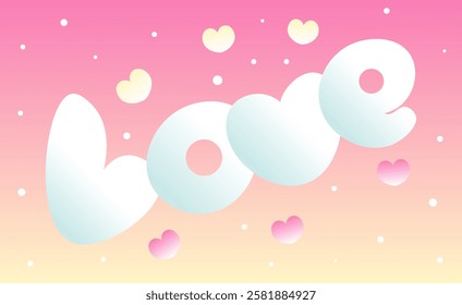 Adorable Love message with cute heart on peach pink gradient background