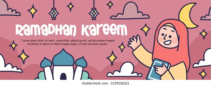 Advertierbarer und schöner Ramadhan Kareem Eid Fitr Banner Illustration Objekt
