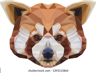 Adorable low poly illustration of a Red Panda