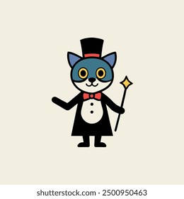 Adorable magician vector illustration perfect for children’s designs, featuring a cute character with a wizard hat and wand, ideal for whimsical and fantasy-themed projects