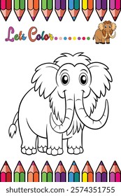  Adorable Mammoth Coloring Page for Kids - Fun and Printable Cartoon Prehistoric Animal Outline for Learning