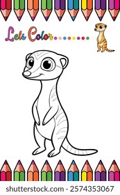 Adorable Meerkat Coloring Page for Kids - Fun and Printable Cartoon Animal Outline for Creative Learning