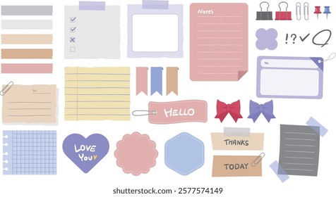 Adorable memo pads and stickers in soft colors