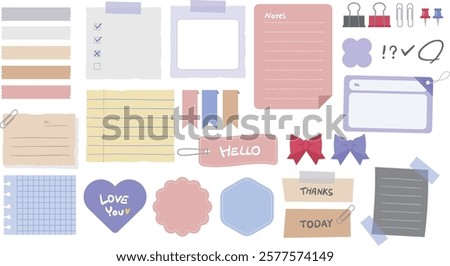 Adorable memo pads and stickers in soft colors
