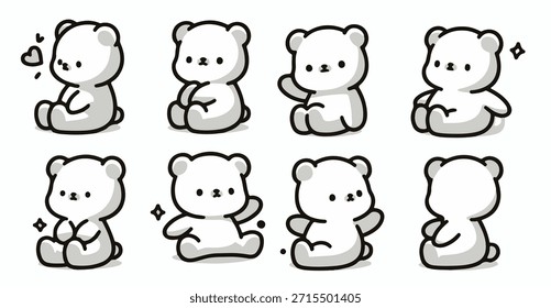 Ilustración vectorial de bocetos de oso mínimo adorable