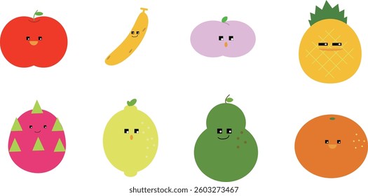 adorable minimalist expressive fruit illustrations