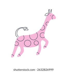 Adorable minimalist pink giraffe, abstract safari animal