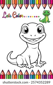  Adorable Monitor Lizard Coloring Page for Kids - Fun and Printable Cartoon Reptile Outline for Creative Learning