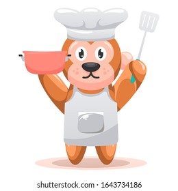 adorable monkey chef mascot cartoon vector
