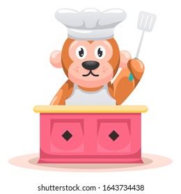 adorable monkey chef mascot cartoon vector