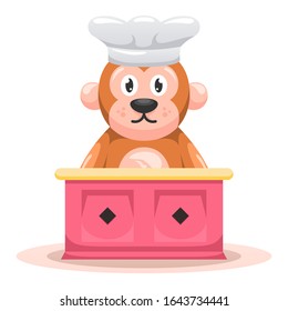 adorable monkey chef mascot cartoon vector