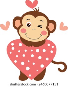 Adorable monkey with cute heart
