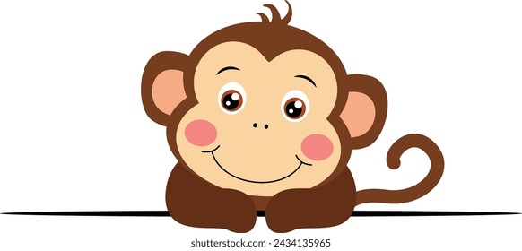Adorable monkey peeking out from behind