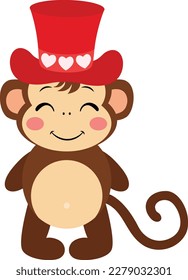 Adorable monkey with red hat
